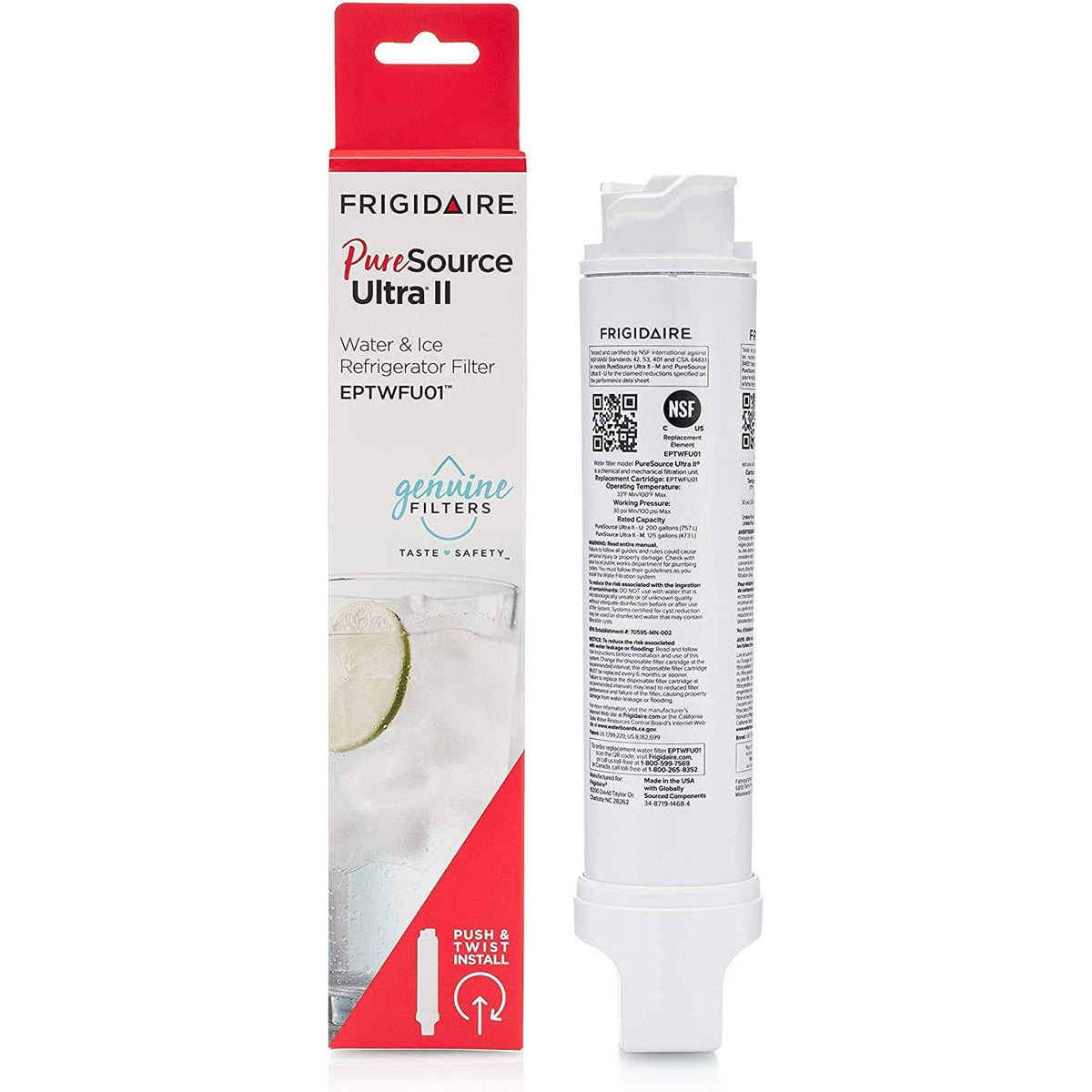 Frigidaire Pure Source Ultra II Refrigerator Water Filter For Frigidaire EPTWFU01